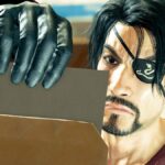 Majima from Pirate Yakuza in Hawaii looking at a document